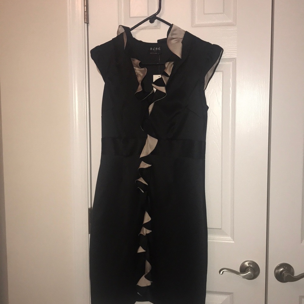 Sleeveless Satin Ruffled BCBG Dress